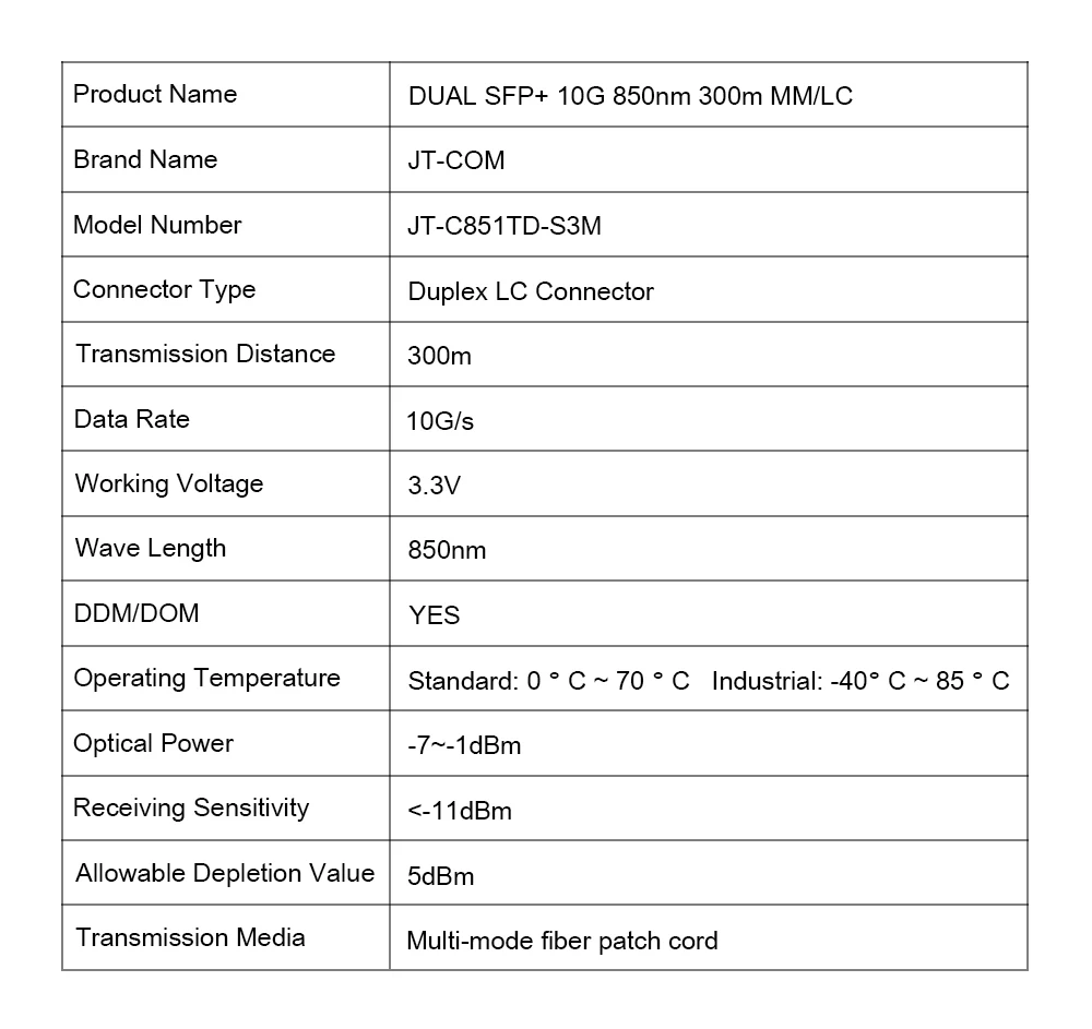 Модуль SFP 10Gb 300M Многомодовый дуплексный LC SFP SR для оптоволоконного модуля SFP-10G-SR SFP+ трансиверный модуль MMF 850nm 300M для Ubiquiti Mikrotik Cisco и т. Д