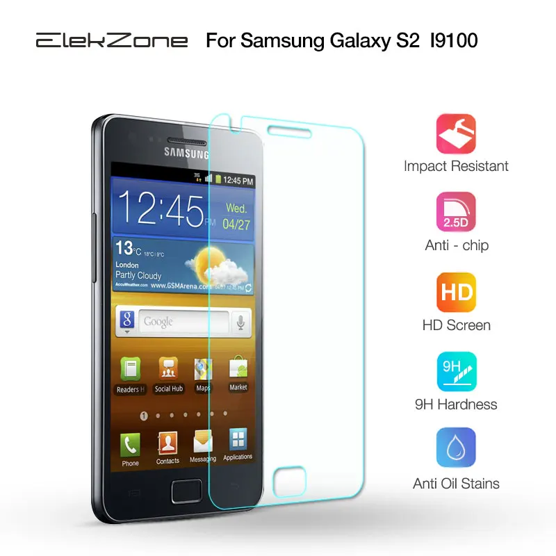

Nano-coated 9H HD Phone Screen Tempered Glass For Samsung Galaxy S2 Screen Protective Film For Samsung Galaxy S2 I9100 2.5D HD