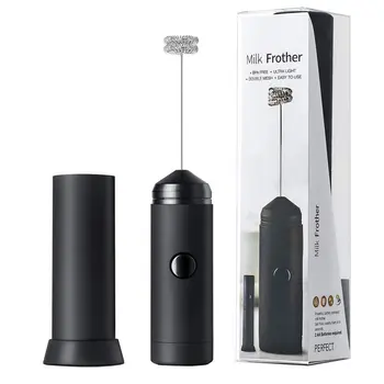 

Household Handheld Electric Double Bubble Head Stirrer Black Cylinder Milk Frother Mini Blender Portable Drink Mixer