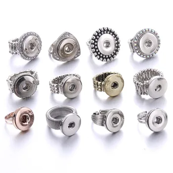 

New fashion Snaps Jewelry Ring Flexible Adjustable 18mm Snap Button Metal Ring Party Charm Ladies Snap Button Jewelry