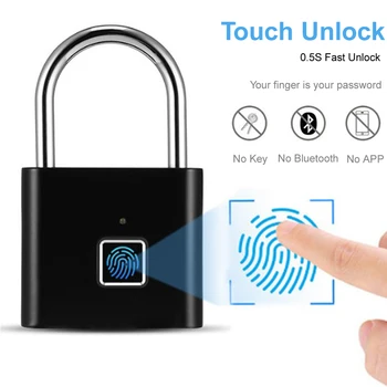 

Zinc Alloy Metal USB Rechargeable 40 Fingerprints Smart Padlock Door Fingerprint Lock 5 Seconds Unlock 1 Year Battery Life