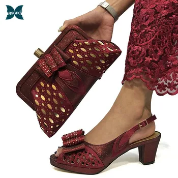 

New Arrival Italian Ladies Shoe and Bag Set Decorated with Rhinestone African Shoe and Bag Set Italian Design Italy Shoe and Bag