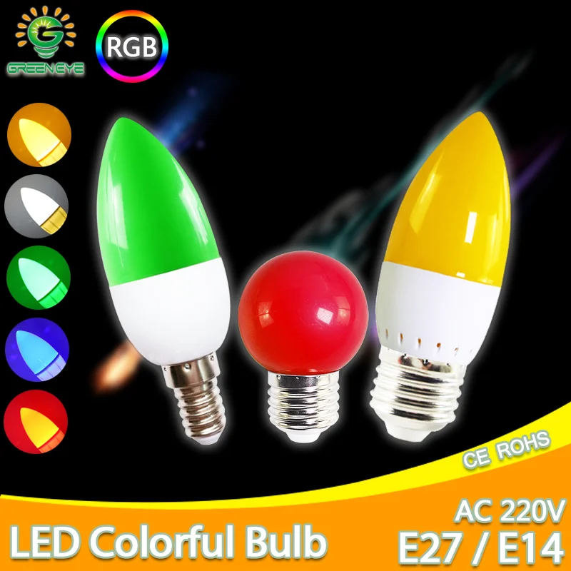 Светодиодный светильник E27 E14 3 Вт G45 C35 RGB цветной светодиодный в форме свечи SMD 2835