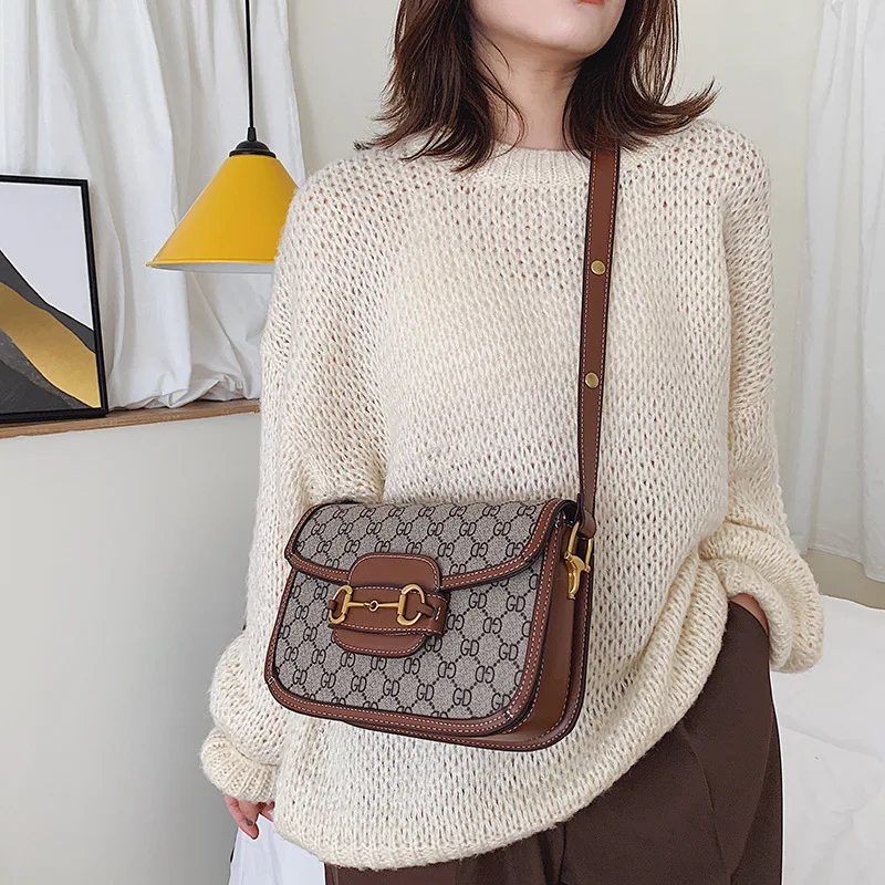 

Online Celebrity Bag Women's 2019 New Style Korean-style Printed Shoulder Bag Versitile Fashion Shoulder Square Sling Bag Retro