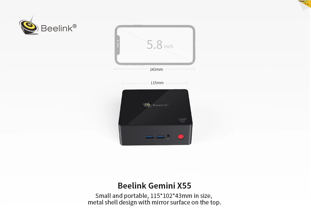 Beelink Gemini X55 Мини ПК процессор J5005 DDR4 8G 128G windows10 портативный мини ПК 2,4G 5G Wifi BT4.0 1000M LAN 4K медиаплеер