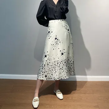 

Women Skirt 2020 Spring and Summer New Skirt Star Pattern Midi Skirt Women