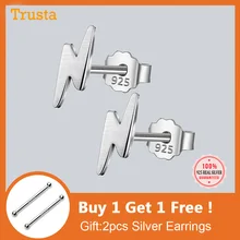 Trusta, 925 пробы, серебряные ювелирные изделия, модные милые миниатюрные серьги-гвоздики 9 мм X 3 мм с молнией, подарок для девочек, детей, леди, женщин, DS57