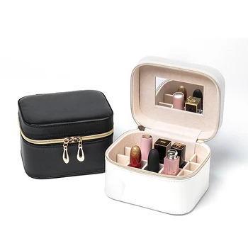 

PU Leather Lipstick Storage Box Shows Ladies Exquisite Portable Lipstick Storage Box with Makeup Mirror 3 colors for travel