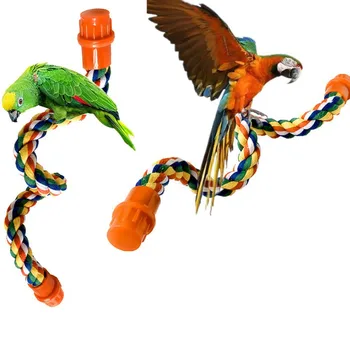 

Hanging Braided Chew Rope Perch Bird Cage Parrot Bite Toys Cockatiel Toy Pet Stand Training Accessories Bird Swing Supplies