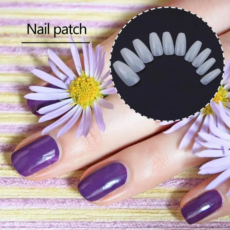 600pcs/Bag Ballerina Coffin Nail Art Tips PVC Transparent Multiple Specifications DIY Manicure False Fake Fingernails