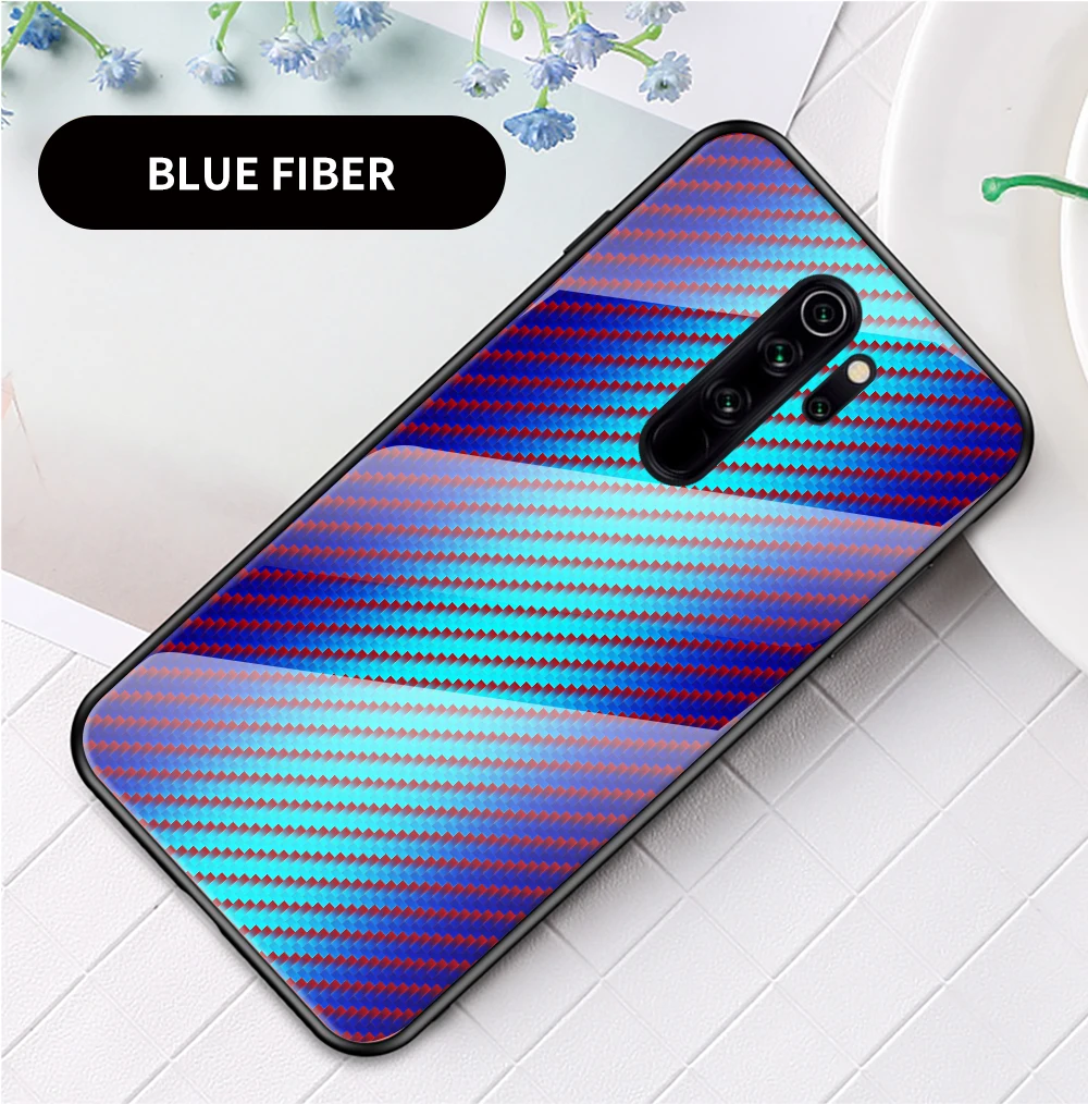 Чехол из углеродного волокна для Xiaomi Redmi Note8 Pro, чехол из закаленного стекла для Xiaomi Redmi Note 8 Pro, градиентный витражный чехол для телефона