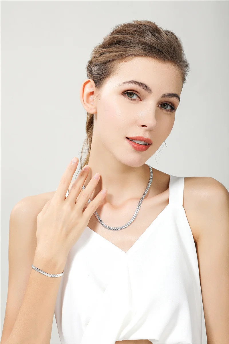 BAYTTLING S925 Sterling Silver Gold/Silver 8/18/20/24 Inch Side Chain Necklace For Women Men Fashion Jewelry Gifts