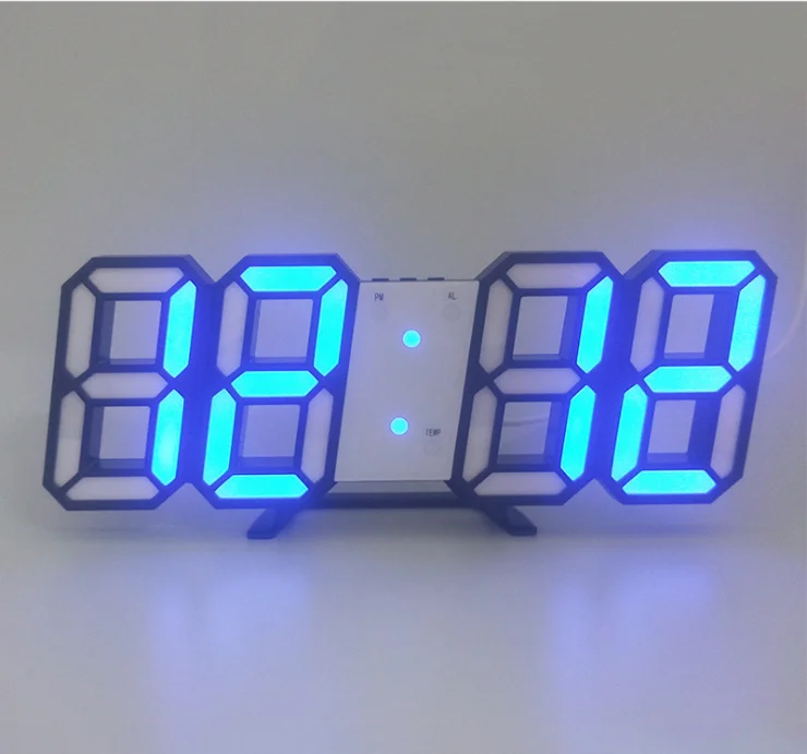 B Blue Горячее предложение! Распродажа! 3D светодиодный настенные часы Современные цифровые настенные настольные часы будильник ночник Saat настенные часы для дома гостиной - Цвет: B Blue