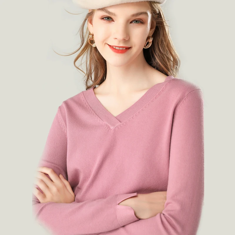 

sweaters women v neck pullover fashion long sleeves thin jumper autumn spring winter knitwear casual tops