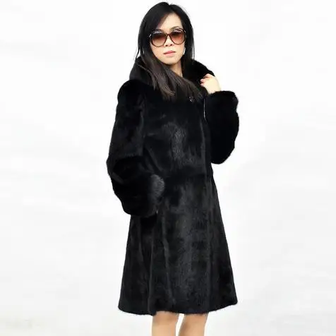 Женские шубы из искусственного меха больших размеров manteau femme hiver, зимнее пальто из искусственного меха Харадзюку, длинные черные пальто WR596