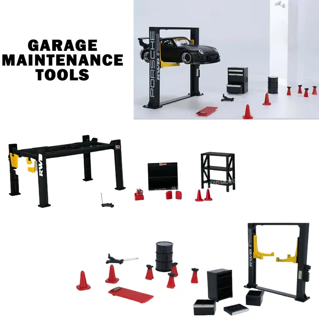12PCS/set 1/64 Diorama Garage Maintenance Tools Set Alloy Die-Cast Model Car Display model 1