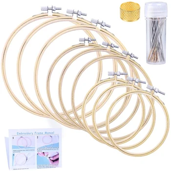 

LMDZ 9 Pcs Embroidery Hoop Set for Beginner, 3 Sizes Cross Stitch Hoops, Cross Stitch Circle, Embroidery Circle with Needles