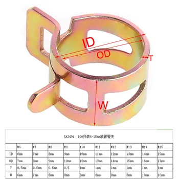 

2019 New 100Pcs 10 Size Fuel Spring Clip 6-15mm Vacuum Silicon Hose Clamp Hardware