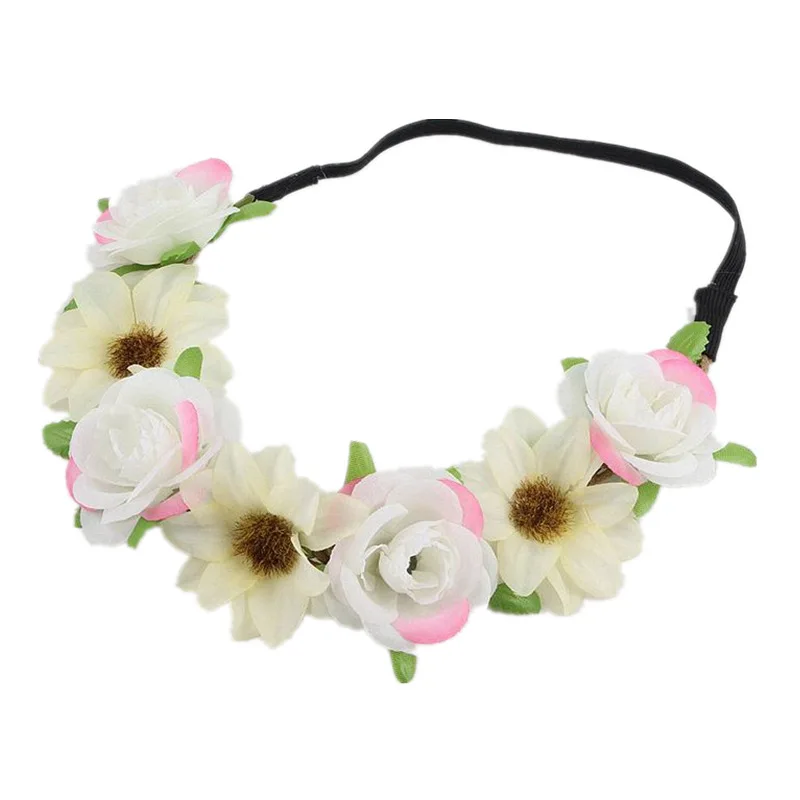Rose flower headband small fresh photo accessories Bohemian seaside holiday wreath headdress