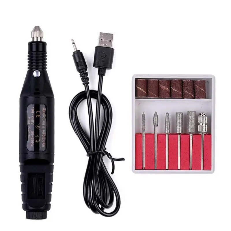 Professional Electric Nail Drill Machine Set Nail Art Polish Drill Pen Pedicure Nail Manicure Machine File Nail Art Tools Kit - Color: Black