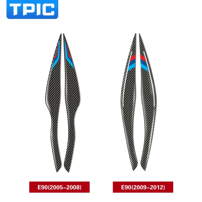 

TPIC Carbon Fiber Headlights Eyebrows Eyelids Car Stickers For BMW E90 3 series 2005-2012 accessories Front Headlamp Eyebrows