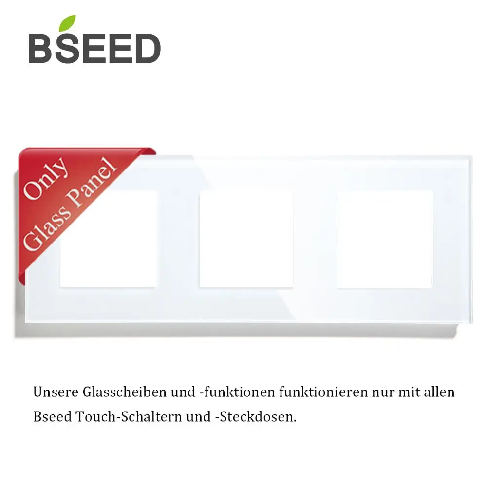 Белый BSEED 228 мм стеклянная панель только Жемчуг белый черный глоден для стены тройной разъем DIY часть - Цвет: Белый