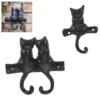 Single/Double Cats Hooks Cast Iron Wall Housekeeper Kitty Hanger Towel/Clothes/Coat Home Decor Garden Outdoor Bathroom Kitchen 1