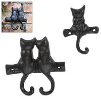 Single/Double Cats Hooks Cast Iron Wall Housekeeper Kitty Hanger Towel/Clothes/Coat Home Decor Garden Outdoor Bathroom Kitchen 1