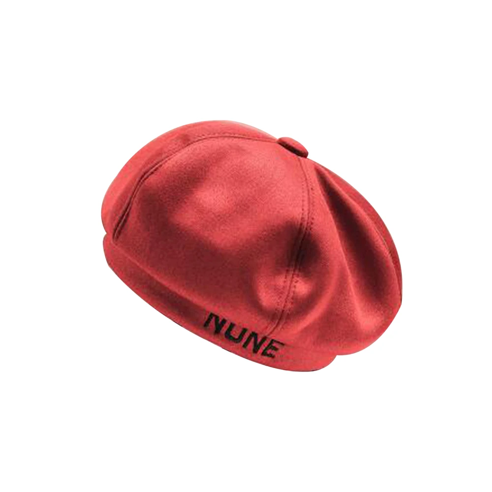 as picture Модный берет вышитая буква зимняя шапка женская восьмиугольная шляпа дикая английская замша письмо тыква шляпа берет - Цвет: as picture