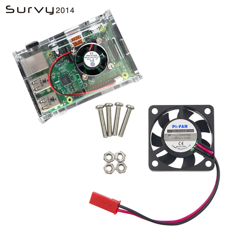 

1Pcs DC 5V 0.2A Cooling Cooler Fan For Raspberry Pi Model A+ B B+ / FOR Raspberry Pi 2 3 With Screws Parts diy electronics