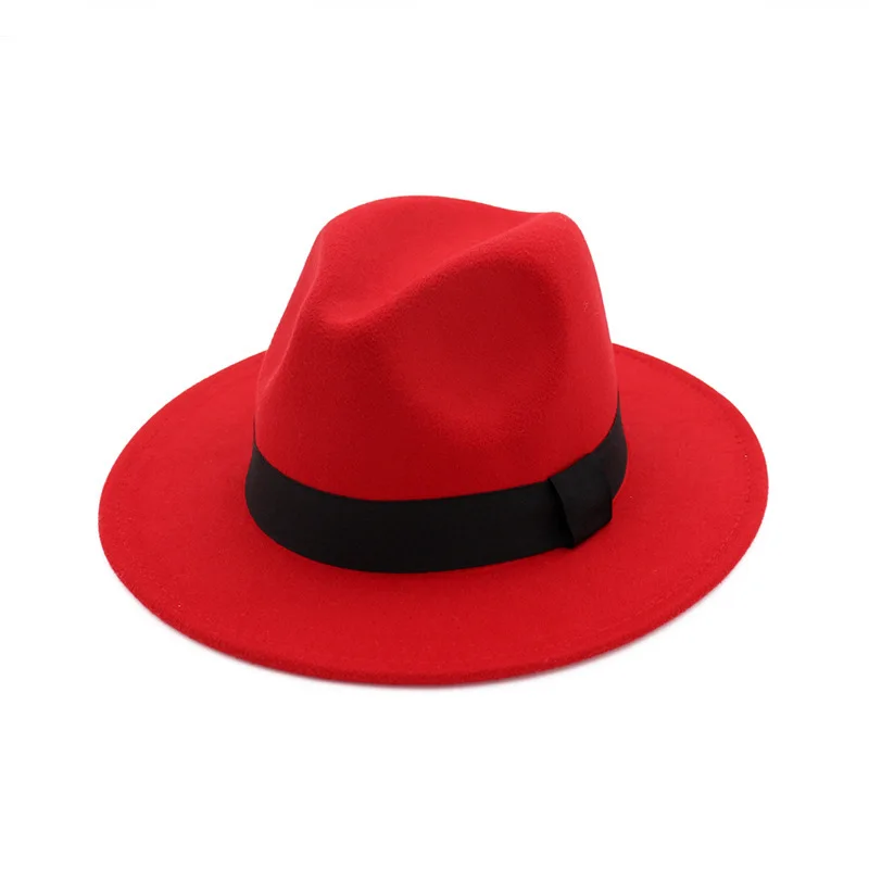 

Autumn and winter panama hat Europe and the United Kingdom wind all build flat edge jazz hat woolen hat hat for men and women