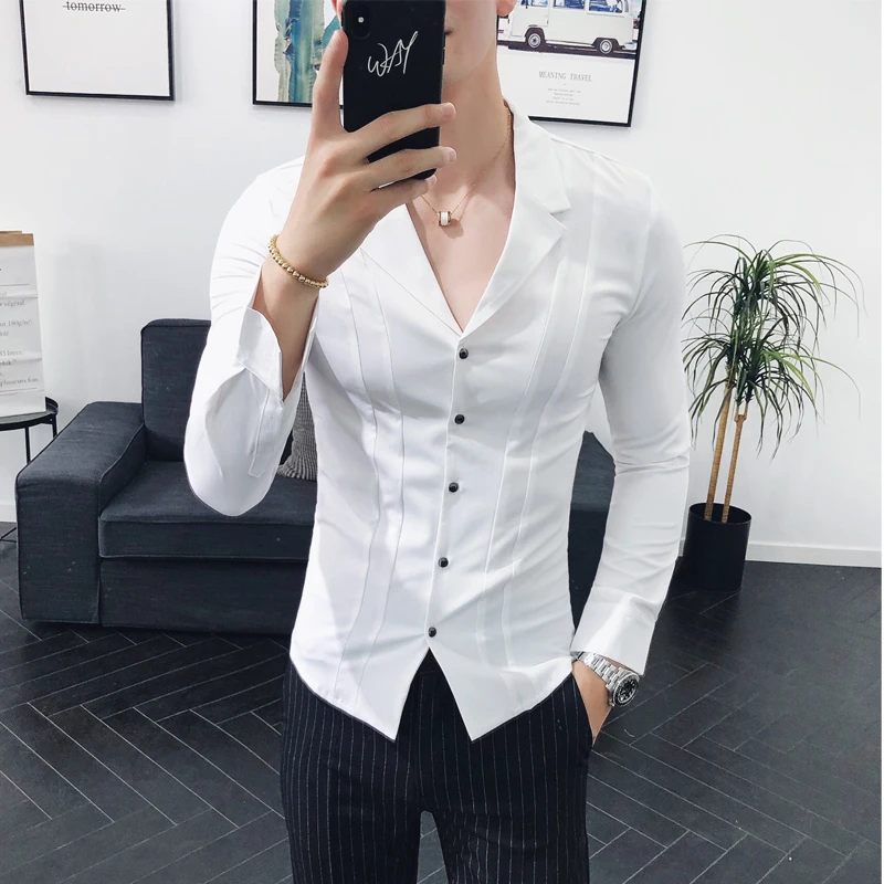 Однотонный костюм с воротником глубокий v-образный вырез Сексуальная