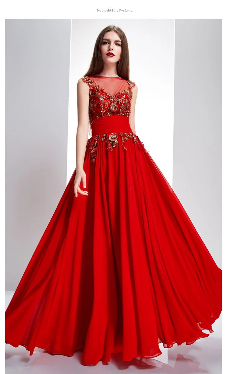 

vestido de renda party prom sexy appliques free shipping robe de soiree 2018 new style red long Formal gown bridesmaid dresses