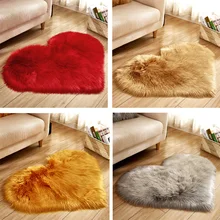 Пушистый Ковер в форме сердца, пушистый напольный коврик, мягкий искусственный мех, домашний шерстяной ковер для спальни, 12 цветов на выбор