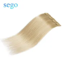 SEGO 1"-22" 40 г прямые человеческие волосы для наращивания на заколках, двойные нарисованные человеческие волосы на заколках для наращивания, 4 шт./с