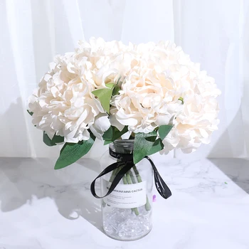 

5pcs big hydrangea artificial flowers peony high quality for home wedding living room decoration bouquet large fake flower white