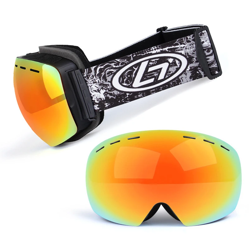 Лыжные очки с магнитным двойным слоем Поляризованные линзы для катания на лыжах противотуманные UV400 очки для сноуборда для мужчин и женщин лыжный Чехол для очков - Цвет: 6