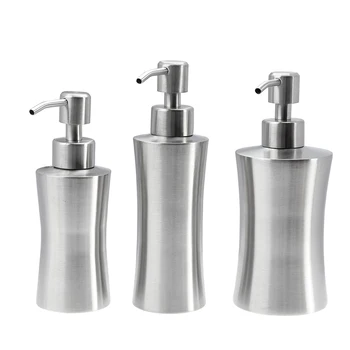 

220/250/400ml Stainless Steel Pump Bottle Liquid Manual Soap Dispenser Lotion Hand Sanitizer Shampoo Cosmetic Container Home Use