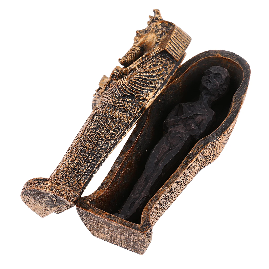 Ancient Egyptian Black Mummy Figurine W/ Coffin Resin Home Decor Egyptian Egypt Figurine Statue Miniature Craft Collectibles
