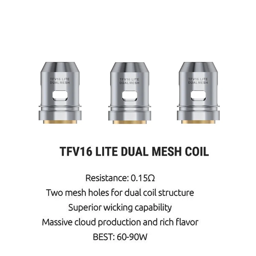 SMOK TFV16 Lite танк 5 мл распылитель TFV16 Lite коническая сетчатая катушка электронная сигарета испаритель VS TFV12 Prince Tank - Цвет: 3pcs Dual Mesh