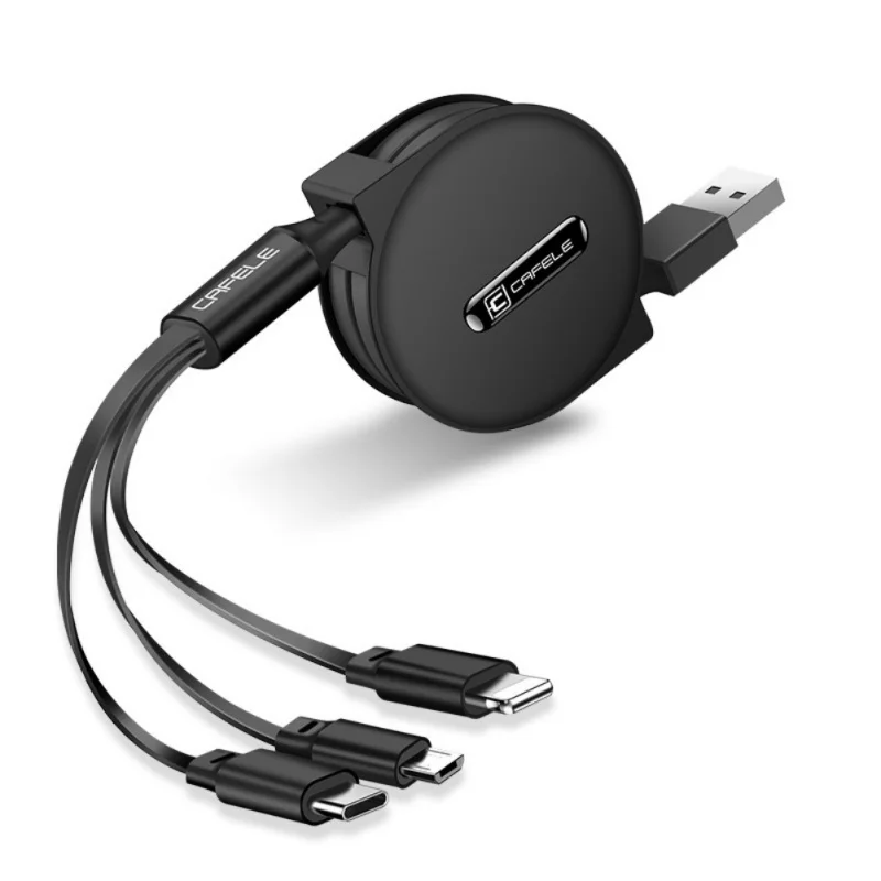 Кабель для передачи данных многофункциональный 3 в 1 USB быстрая зарядка выдвижной шнур питания для мобильного телефона Apple Android