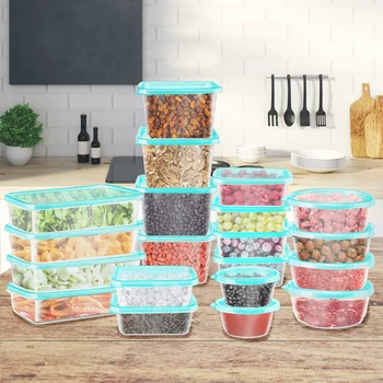 

20Pcs Food Storage Box Set Fruit Cereal Keeper Refrigerator Organizers Transparent Rectangular Dispenser Kitchen Tools