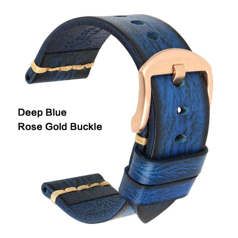 Ремешок для часов Maikes из натуральной кожи для Galaxy gear s3, ремешок для часов 18 мм, 20 мм, 22 мм, 24 мм, ремешок для часов для мужчин и женщин, наручные браслеты Omega - Цвет ремешка: Deep Blue-Roes