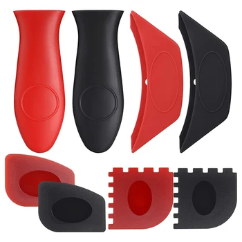 

Grill Pan Scraper Skillets Scraper Tools Silicone Hot Handle Holder Assist Handle Holders for Cast Iron Skillets,8 Pack