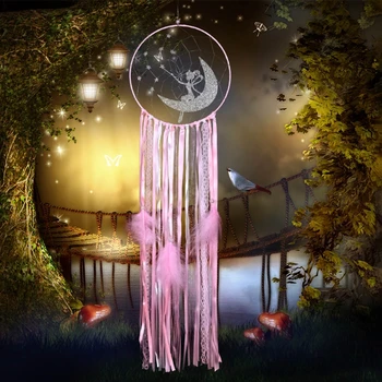 

Handmade Moon Girl Woven Dream Catcher Boho Macrame Wall Hanging Tapestry Decor 11UA