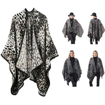 

Winter 2020 Thickened To Keep Warm Popular Classic Open Fork Leopard Print Shawl Female Cashmere Feel Cape Travel Cape Trump .
