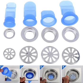 

Round Stainless Steel Cover Silicone Kitchen Strainer Bathroom Pipe Sewer Drainer Anti-odor Pest Control Floor Drain Accessories