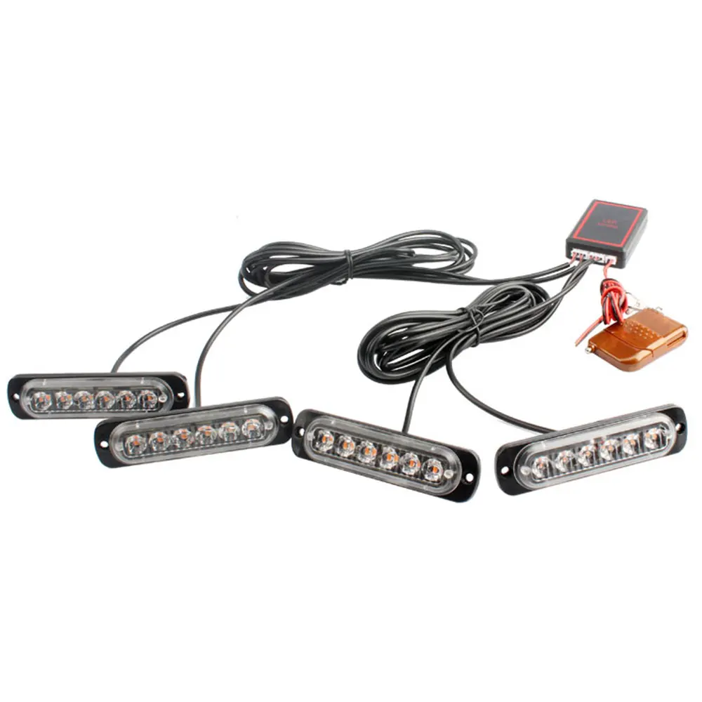 Vehemo 24LED 24 Вт Предупреждение ющий светильник стробоскоп Авто Лампа мигающий Средний стробоскоп светильник для автомобилей головной светильник автомобильные аксессуары - Испускаемый цвет: Red and blue