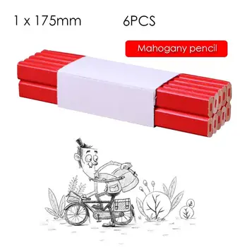 

Carpenters Pencils Durable Practical Red Wood Manual Mark Stationery 6PCS Craft Joiners Woodworking Pencil