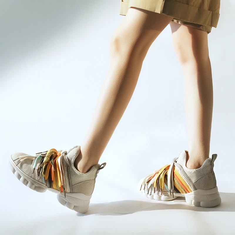 WETKISS/зимние кроссовки Flyknit обувь цветная обувь на шнуровке, обувь Для женщин модные Повседневное неуклюжим обувь женская обувь на платформе, женская обувь на плоской подошве на весну